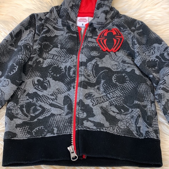 Spiderman Hoodie with Front Zipper in 2T Black/Red - Picture 2 of 6